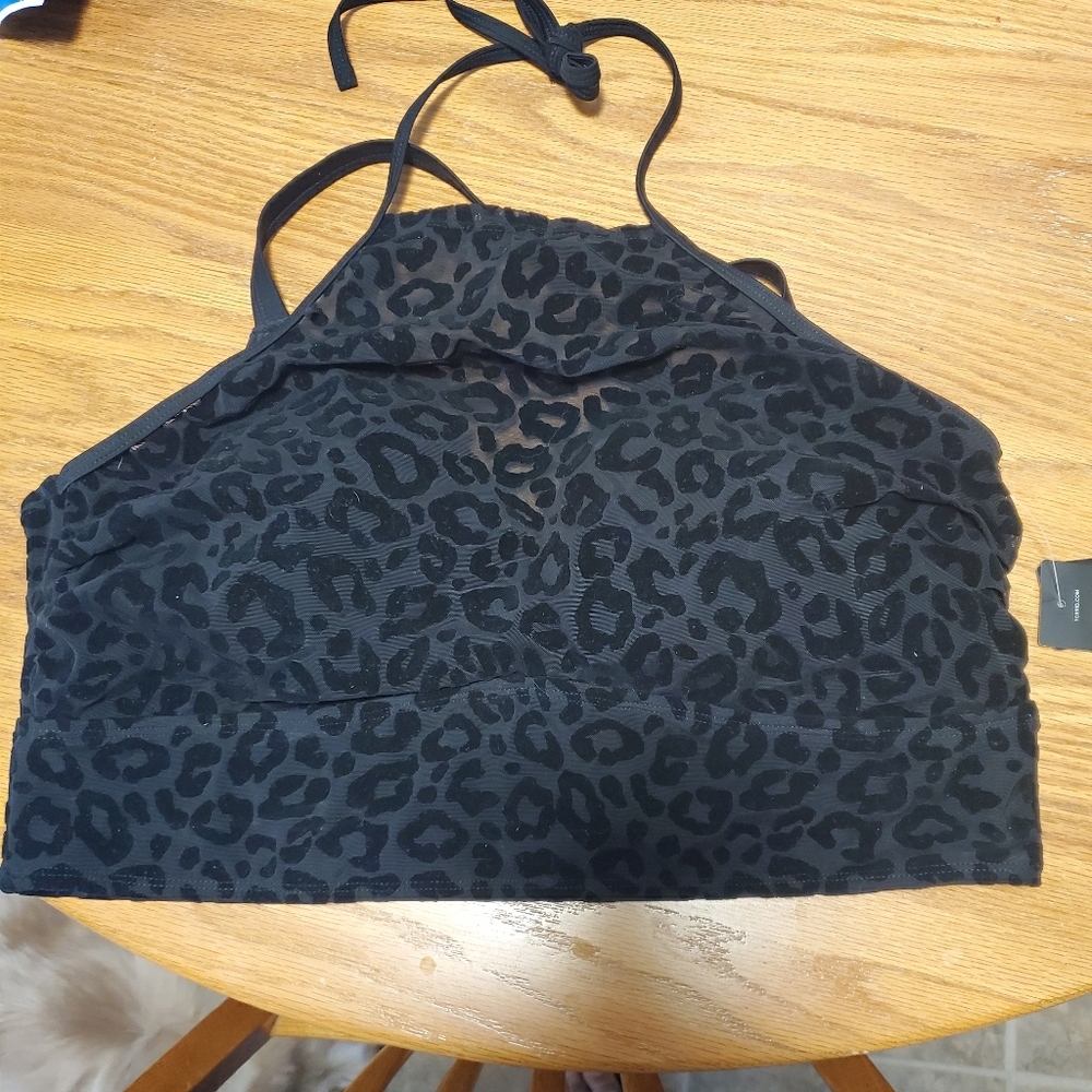 NWT Torrid Mesh Leopard halter swim top